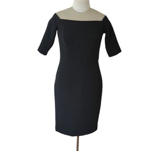 Milly New York size 6 Black Bateau Neck Sheath Dress LBD